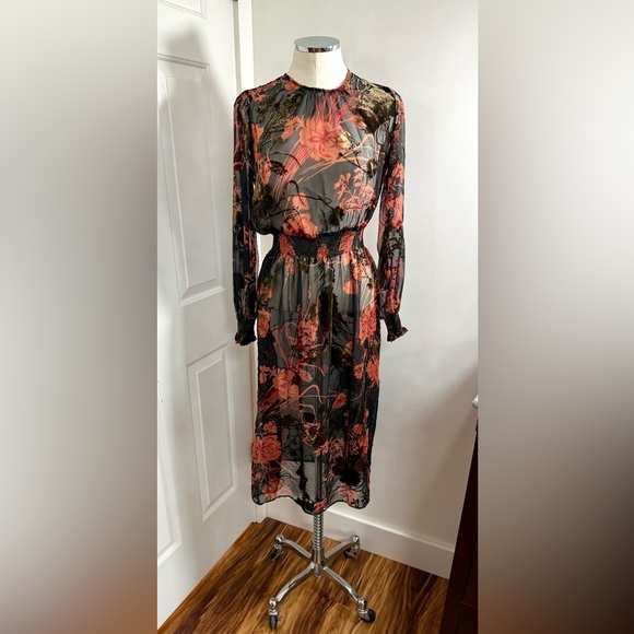 Zara Devore Chiffon Velvet Dress - Picture 5 of 6